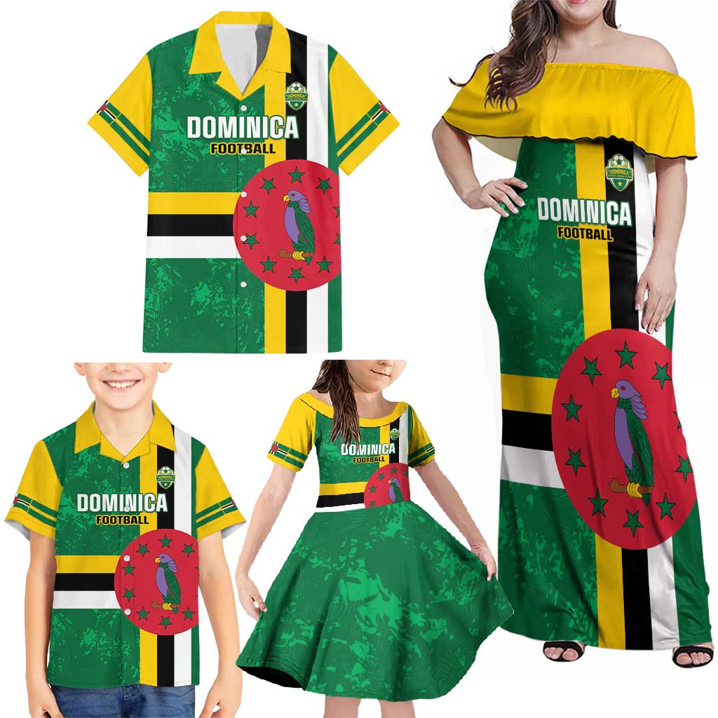 Custom Dominica Football Family Matching Off Shoulder Maxi Dress and Hawaiian Shirt 2025 Go Dominik