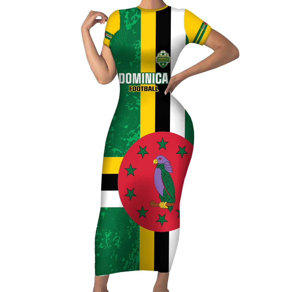 Custom Dominica Football Short Sleeve Bodycon Dress 2025 Go Dominik