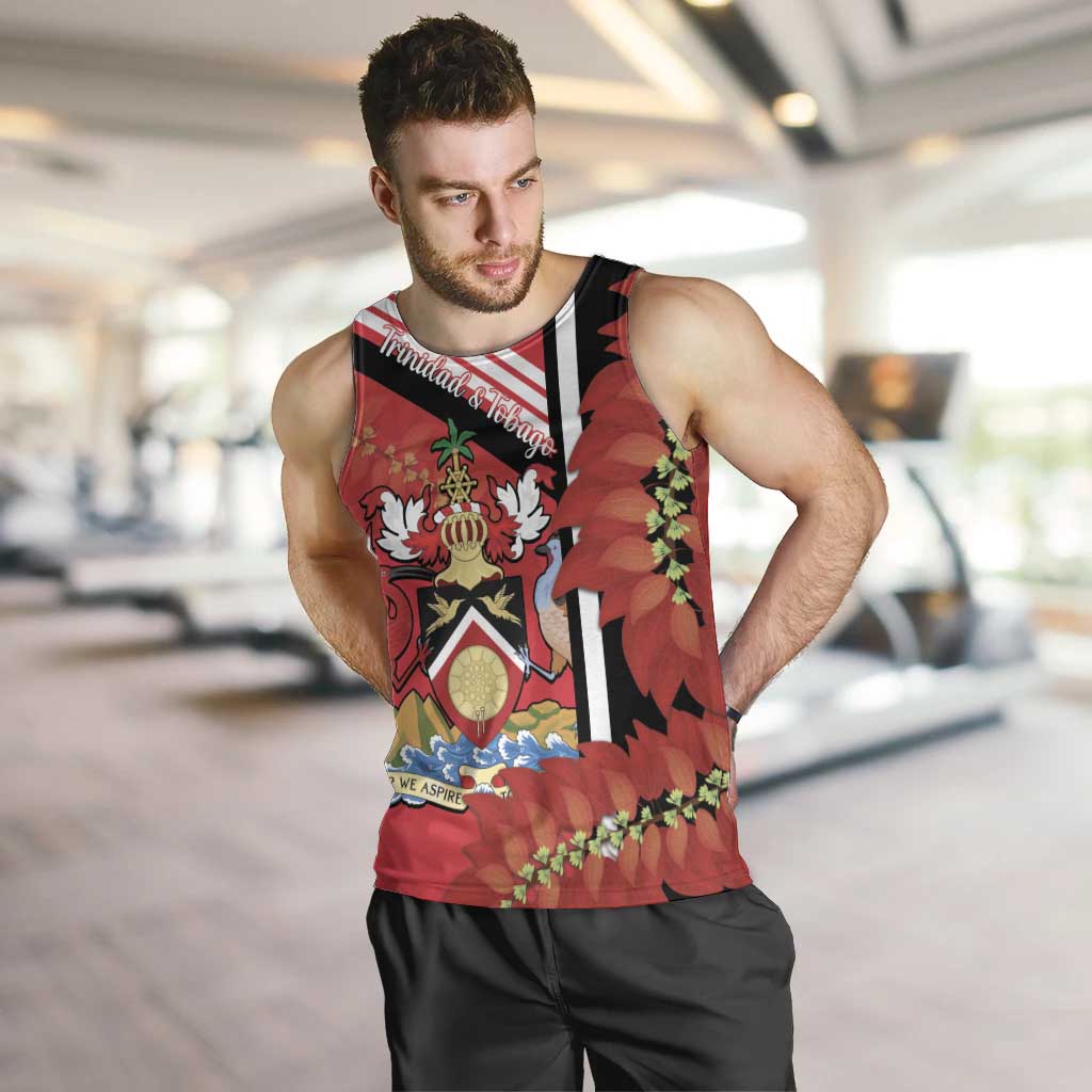 Trinidad and Tobago Men Tank Top Coat Of Arms With Chaconia Flower