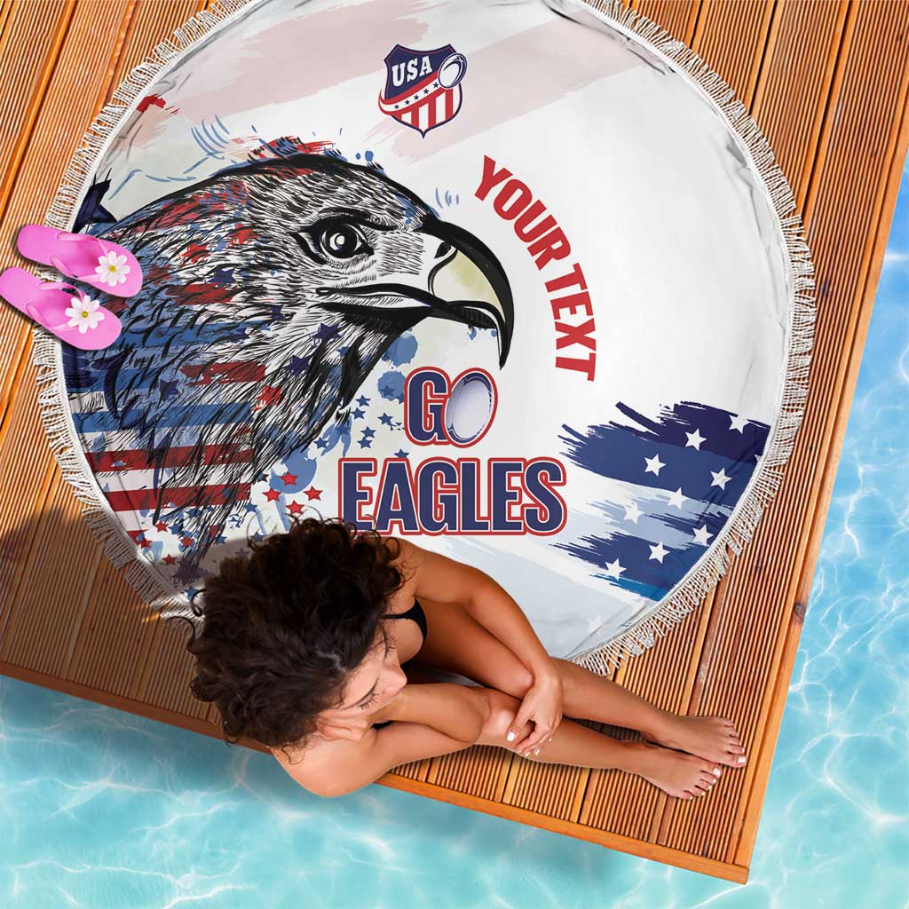 USA 2026 Rugby Custom Beach Blanket Go Eagle Brushes Style