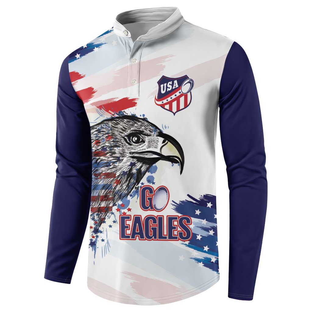 USA 2026 Rugby Custom Button Sweatshirt Go Eagle Brushes Style