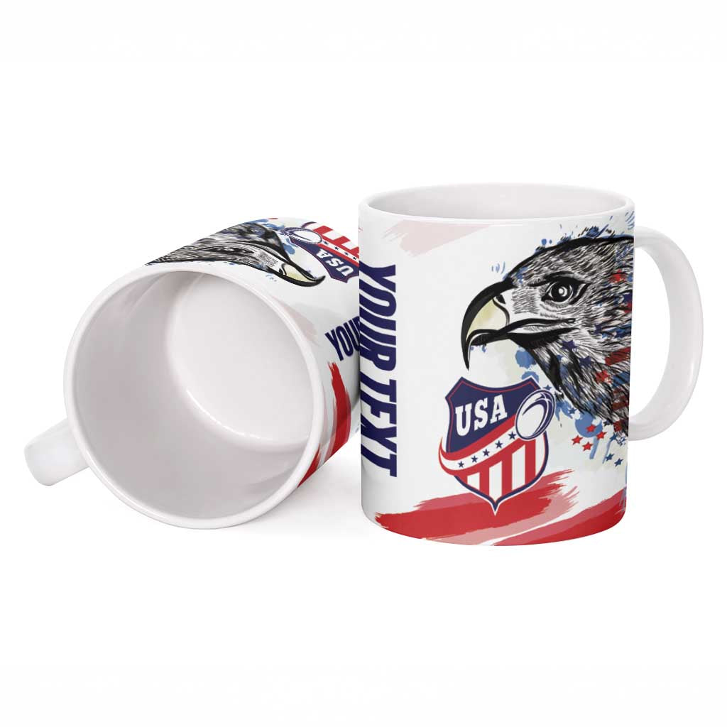 USA 2026 Rugby Custom Ceramic Mug Go Eagle Brushes Style