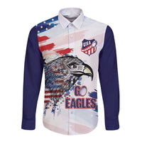 USA 2026 Rugby Custom Long Sleeve Button Shirt Go Eagle Brushes Style