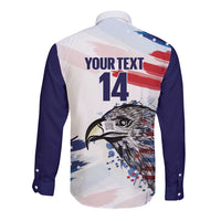 USA 2026 Rugby Custom Long Sleeve Button Shirt Go Eagle Brushes Style
