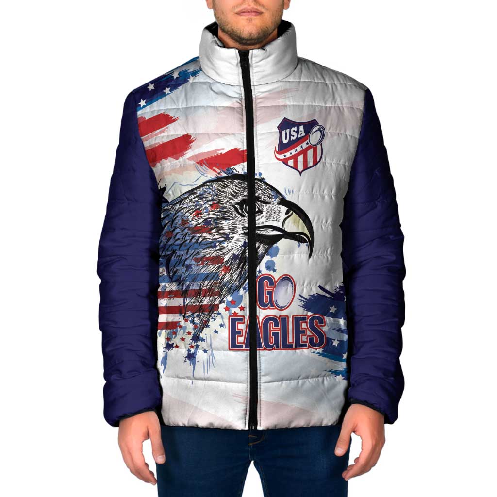 USA 2026 Rugby Custom Padded Jacket Go Eagle Brushes Style
