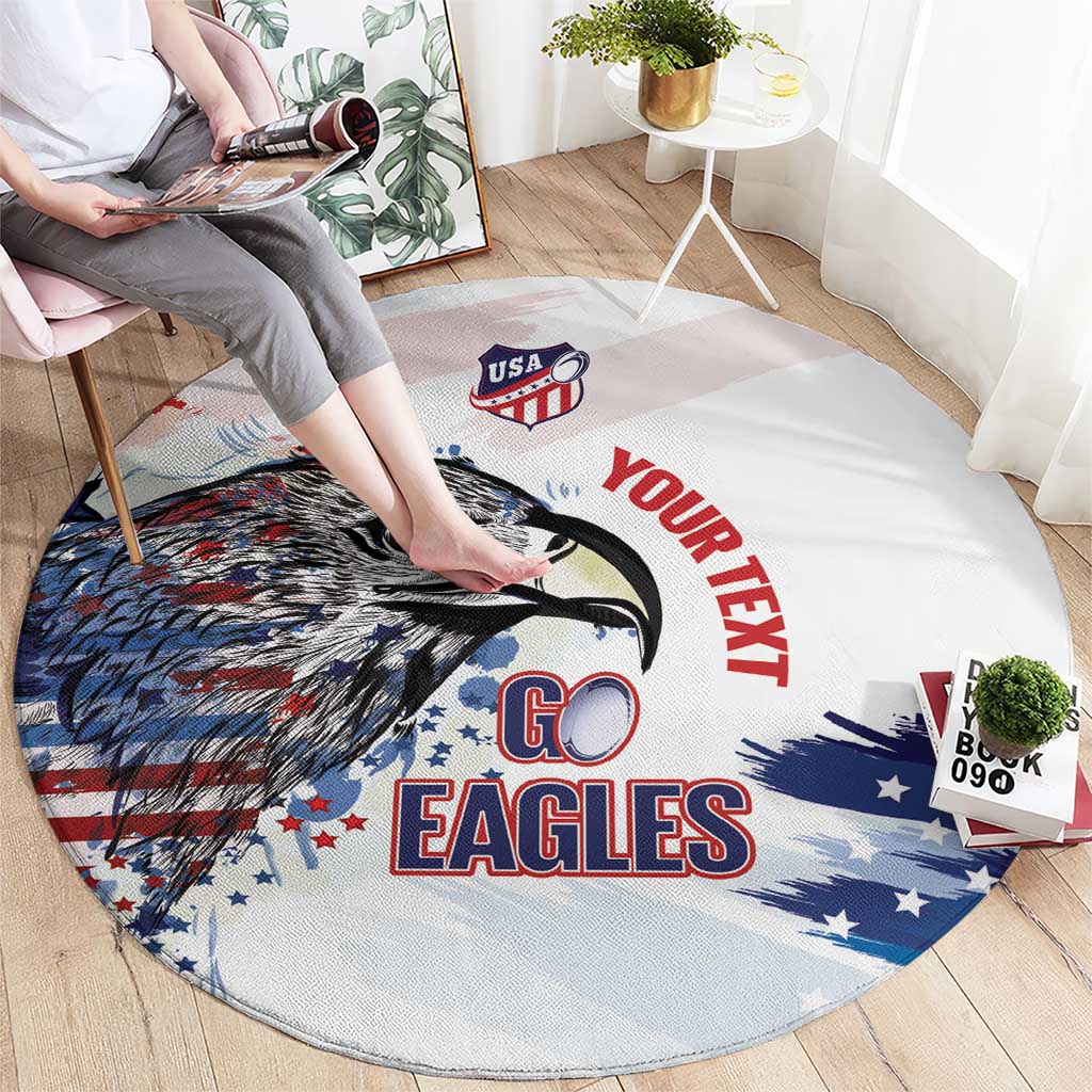 USA 2026 Rugby Custom Round Carpet Go Eagle Brushes Style
