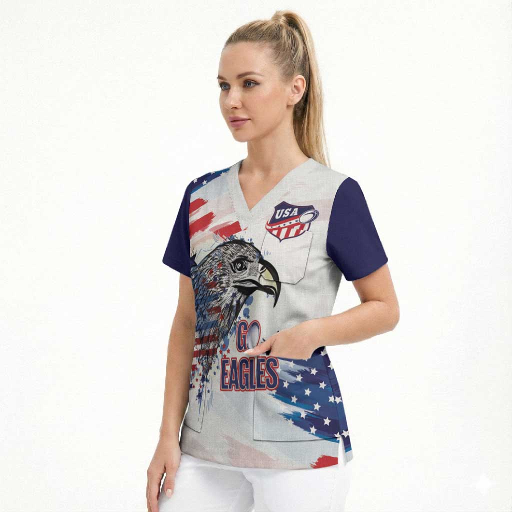 USA 2026 Rugby Custom Scrub Top Go Eagle Brushes Style