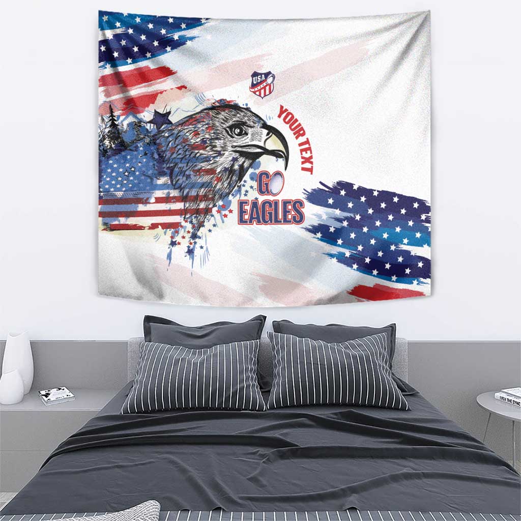 USA 2026 Rugby Custom Tapestry Go Eagle Brushes Style