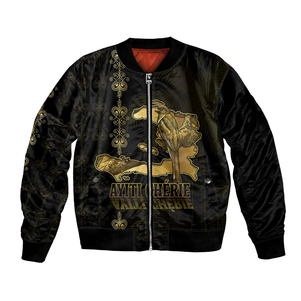 Afro-Haitians Ayiti Cherie Bomber Jacket Haiti Map Kanson Wouj Veve Vodou