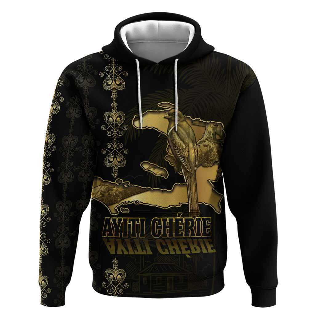 Afro-Haitians Ayiti Cherie Hoodie Haiti Map Kanson Wouj Veve Vodou