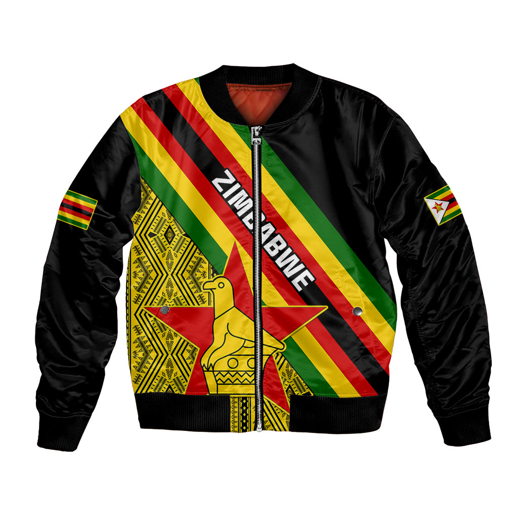 Zimbabwe Bomber Jacket African Pattern With Flag Style - Wonder Print Shop