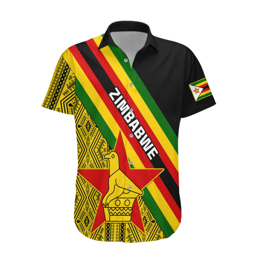 Zimbabwe Hawaiian Shirt African Pattern With Flag Style - Wonder Print Shop