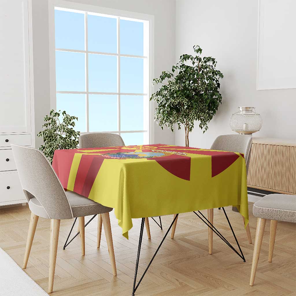 Macedonia National Day Tablecloth Makedonija Flag Curves Style
