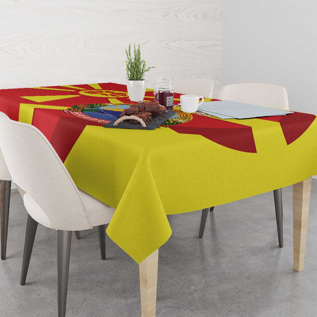 Macedonia National Day Tablecloth Makedonija Flag Curves Style