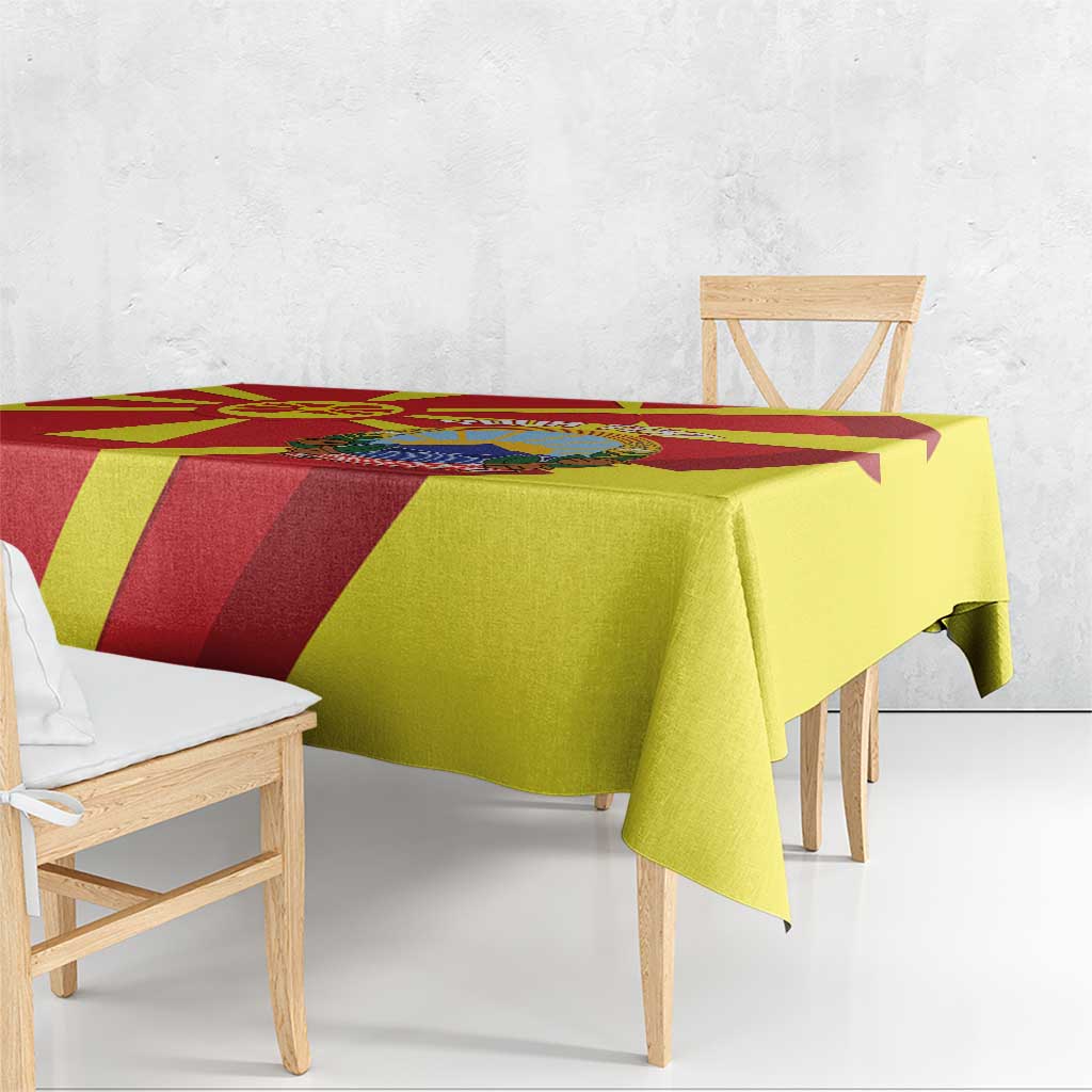 Macedonia National Day Tablecloth Makedonija Flag Curves Style