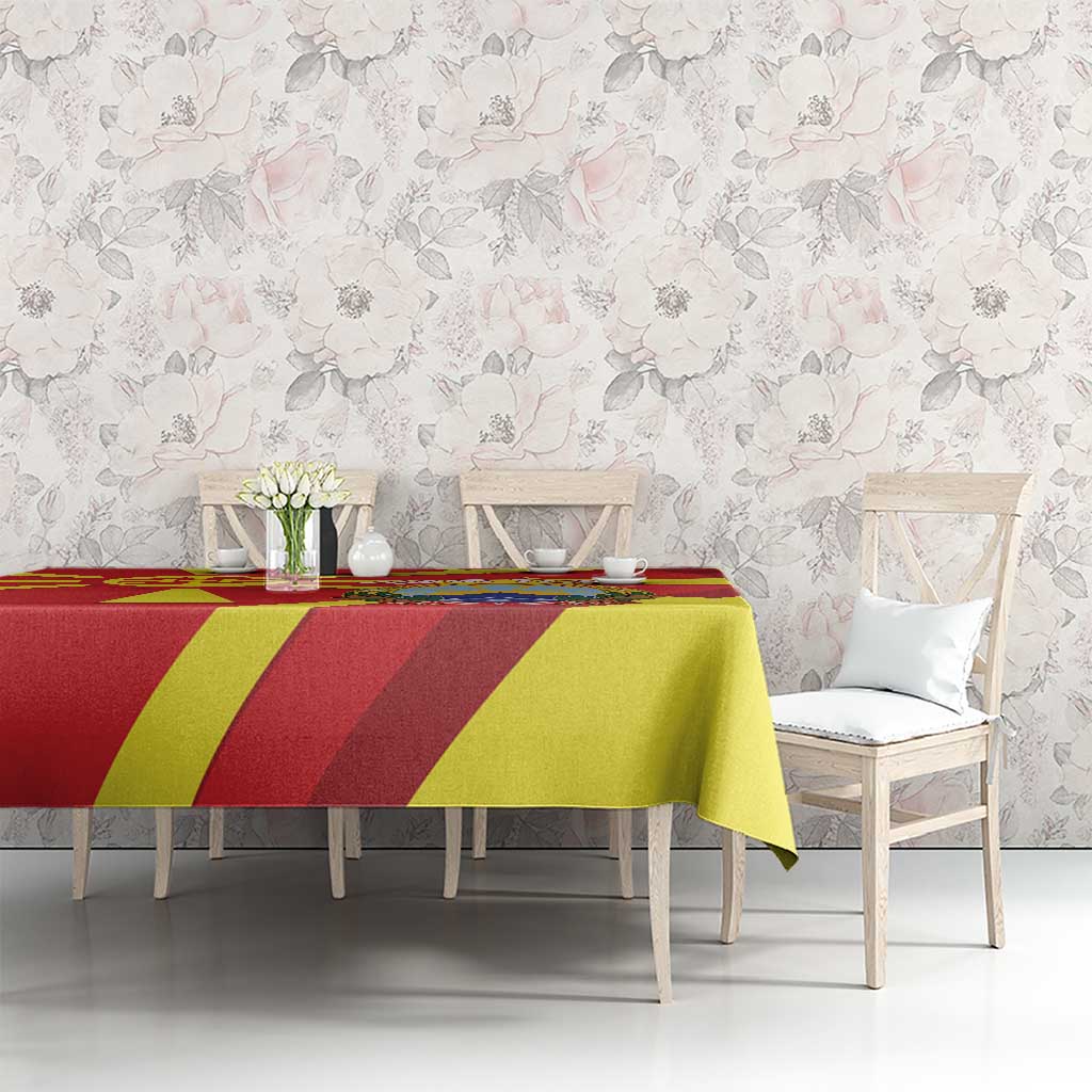 Macedonia National Day Tablecloth Makedonija Flag Curves Style