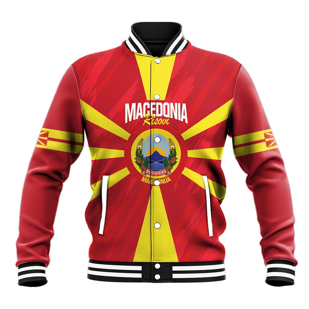 Custom Macedonia Football Baseball Jacket Risovi Napred Makedonija