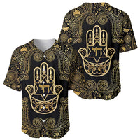 Jewish Hamsa Chai Baseball Jersey Gold Paisley Pattern
