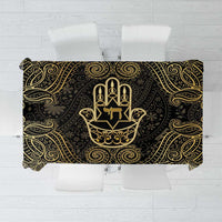 Jewish Hamsa Chai Tablecloth Gold Paisley Pattern