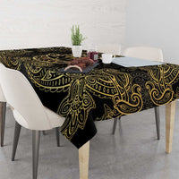Jewish Hamsa Chai Tablecloth Gold Paisley Pattern