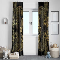Jewish Hamsa Chai Window Curtain Gold Paisley Pattern