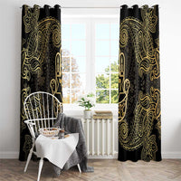 Jewish Hamsa Chai Window Curtain Gold Paisley Pattern
