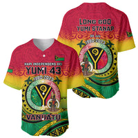 Multicolor baseball jersey showing “YUMI 43” front and “LONG GOD” back design