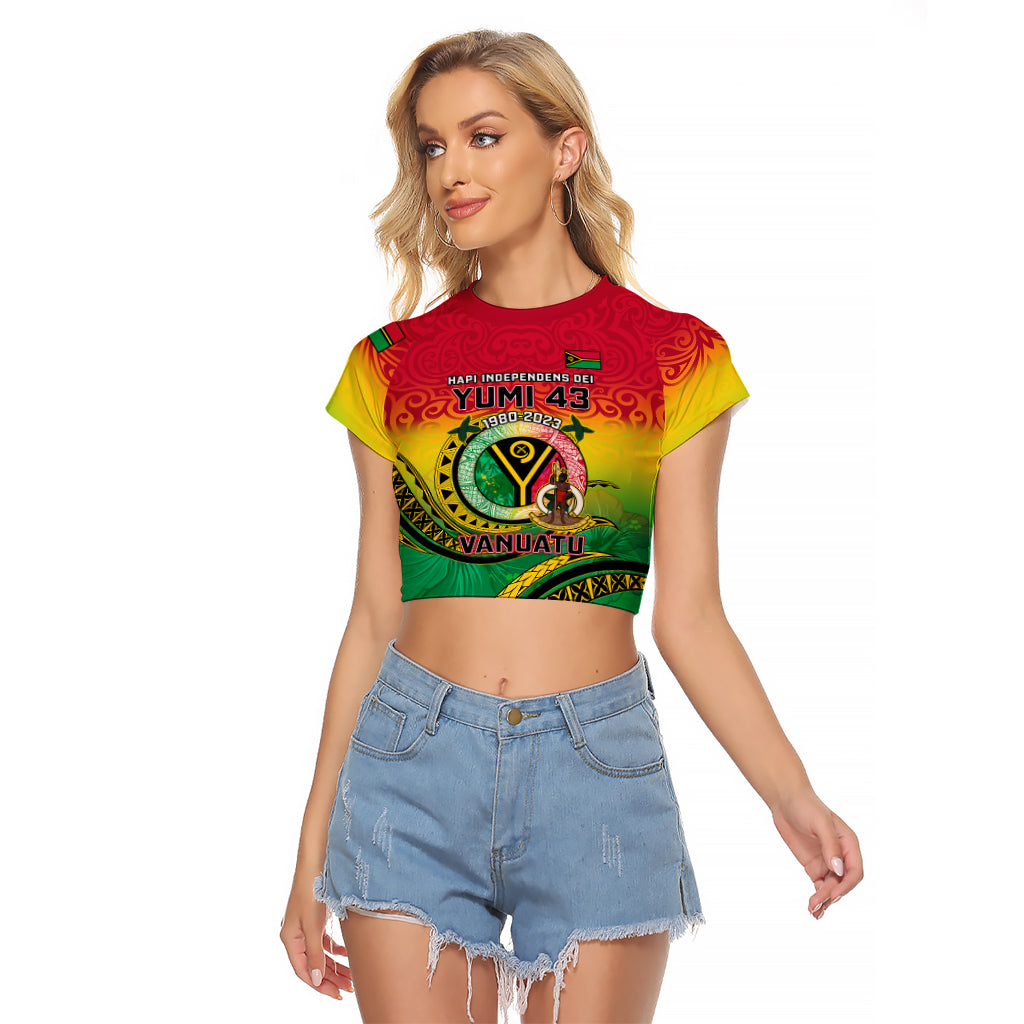 Vanuatu Raglan Cropped T Shirt Yumi 43 Hapi Independens Dei - Wonder Print Shop