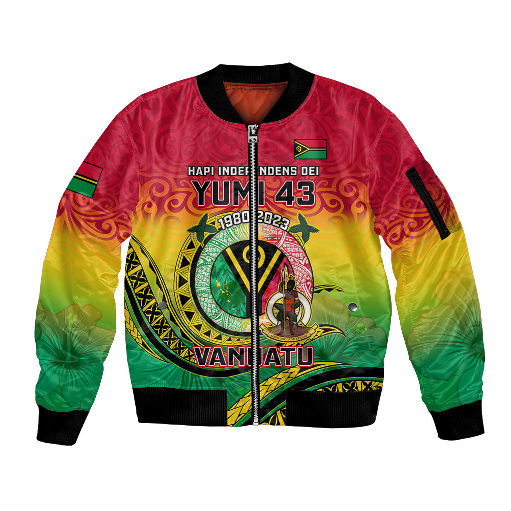 Vanuatu Sleeve Zip Bomber Jacket Yumi 43 Hapi Independens Dei - Wonder Print Shop