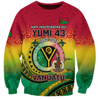 Crewneck sweatshirt with red-to-green gradient and large Vanuatu graphic front