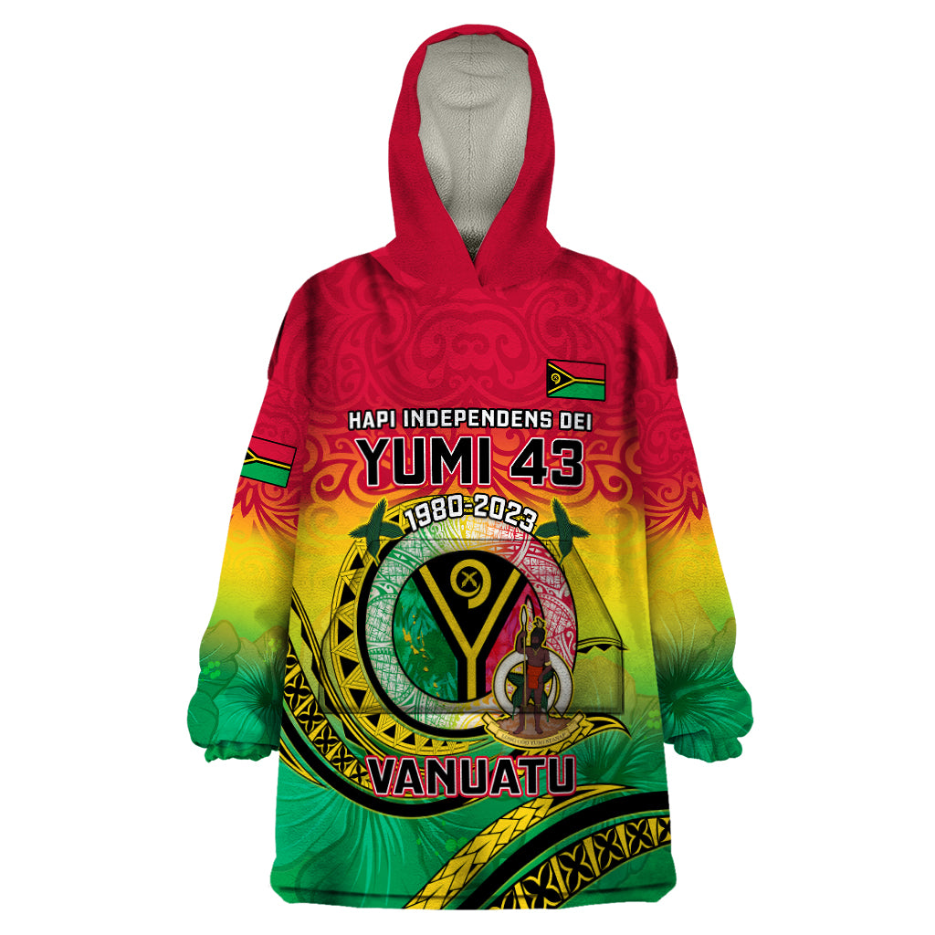 Vanuatu Wearable Blanket Hoodie Yumi 43 Hapi Independens Dei - Wonder Print Shop