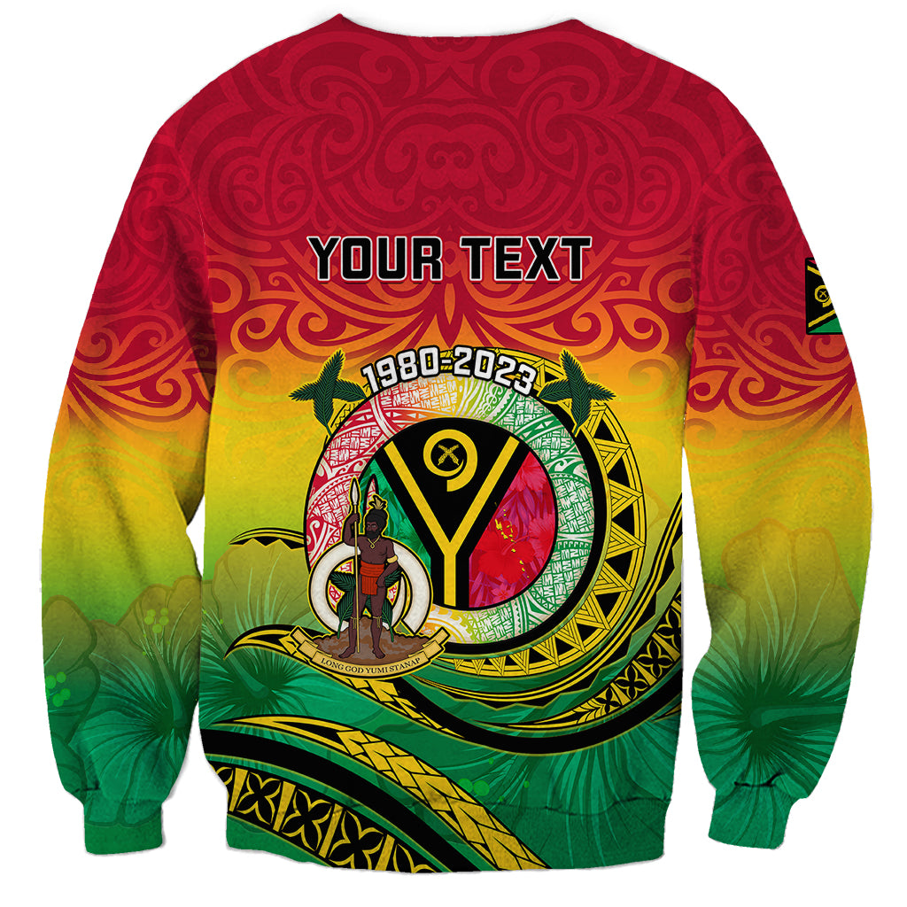 Multicolor Vanuatu sweatshirt, crewneck, long sleeves, back graphic with Your Text
