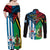 Vanuatu And West Papua Couples Matching Off Shoulder Maxi Dress and Long Sleeve Button Shirts Coat Of Arms Mix Flag Style - Wonder Print Shop