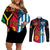 Vanuatu And West Papua Couples Matching Off Shoulder Short Dress and Long Sleeve Button Shirts Coat Of Arms Mix Flag Style - Wonder Print Shop