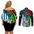 Vanuatu And West Papua Couples Matching Off Shoulder Short Dress and Long Sleeve Button Shirts Coat Of Arms Mix Flag Style - Wonder Print Shop