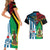 Vanuatu And West Papua Couples Matching Short Sleeve Bodycon Dress and Hawaiian Shirt Coat Of Arms Mix Flag Style - Wonder Print Shop