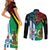 Vanuatu And West Papua Couples Matching Short Sleeve Bodycon Dress and Long Sleeve Button Shirts Coat Of Arms Mix Flag Style - Wonder Print Shop