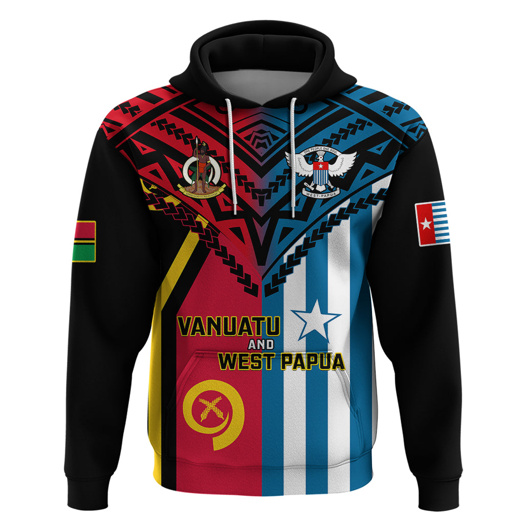 Vanuatu And West Papua Hoodie Coat Of Arms Mix Flag Style - Wonder Print Shop