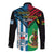 Vanuatu And West Papua Long Sleeve Button Shirt Coat Of Arms Mix Flag Style - Wonder Print Shop