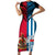 Vanuatu And West Papua Short Sleeve Bodycon Dress Coat Of Arms Mix Flag Style - Wonder Print Shop