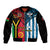 Vanuatu And West Papua Sleeve Zip Bomber Jacket Coat Of Arms Mix Flag Style - Wonder Print Shop