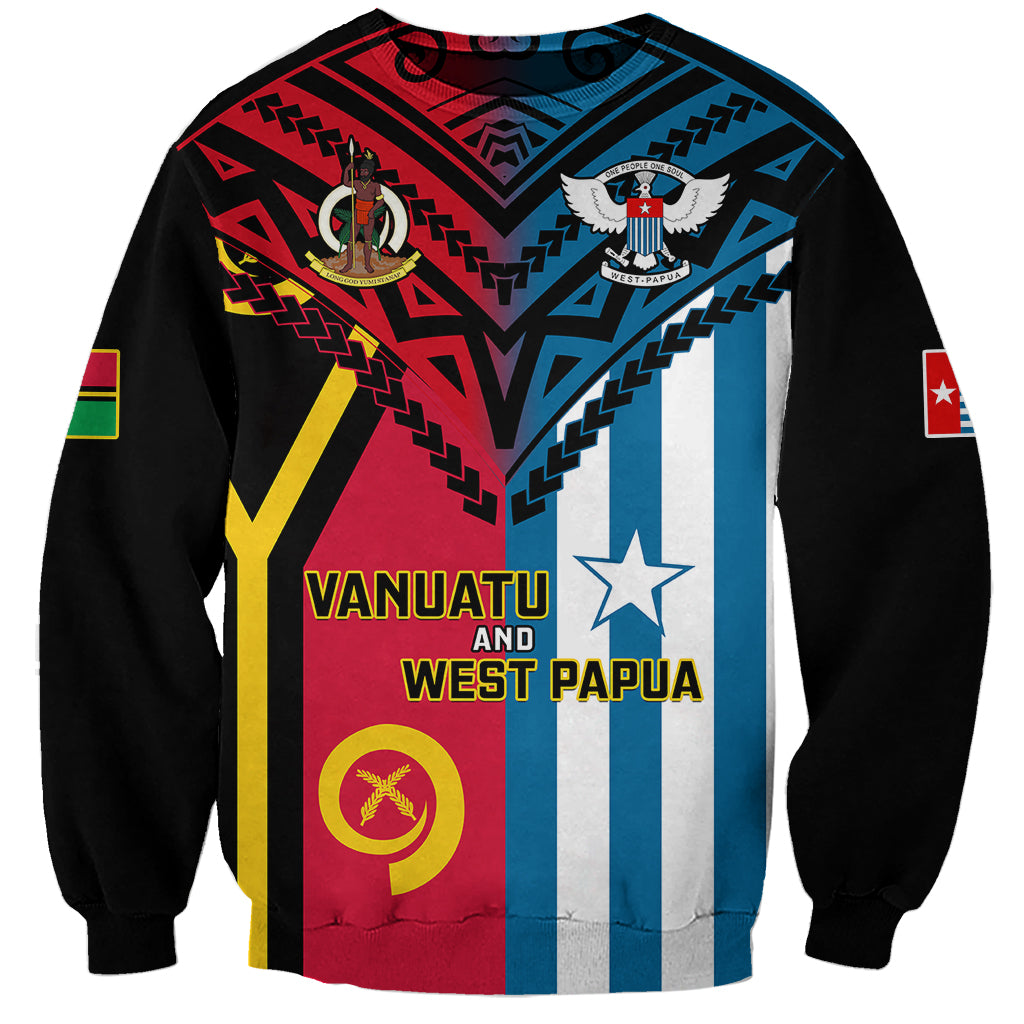 Vanuatu And West Papua Sweatshirt Coat Of Arms Mix Flag Style - Wonder Print Shop