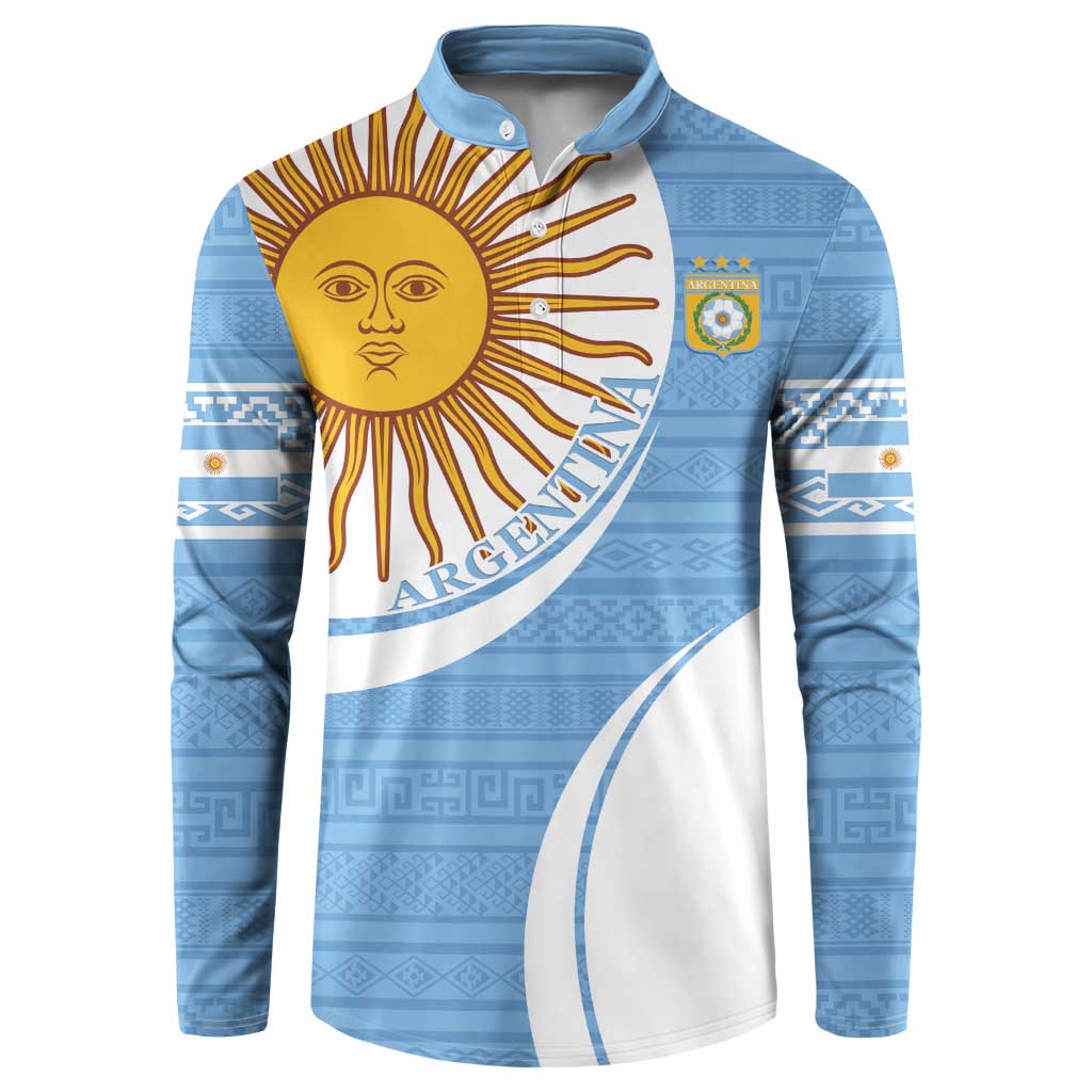 Light blue Argentina football sweatshirt with white panel and sun graphic on front