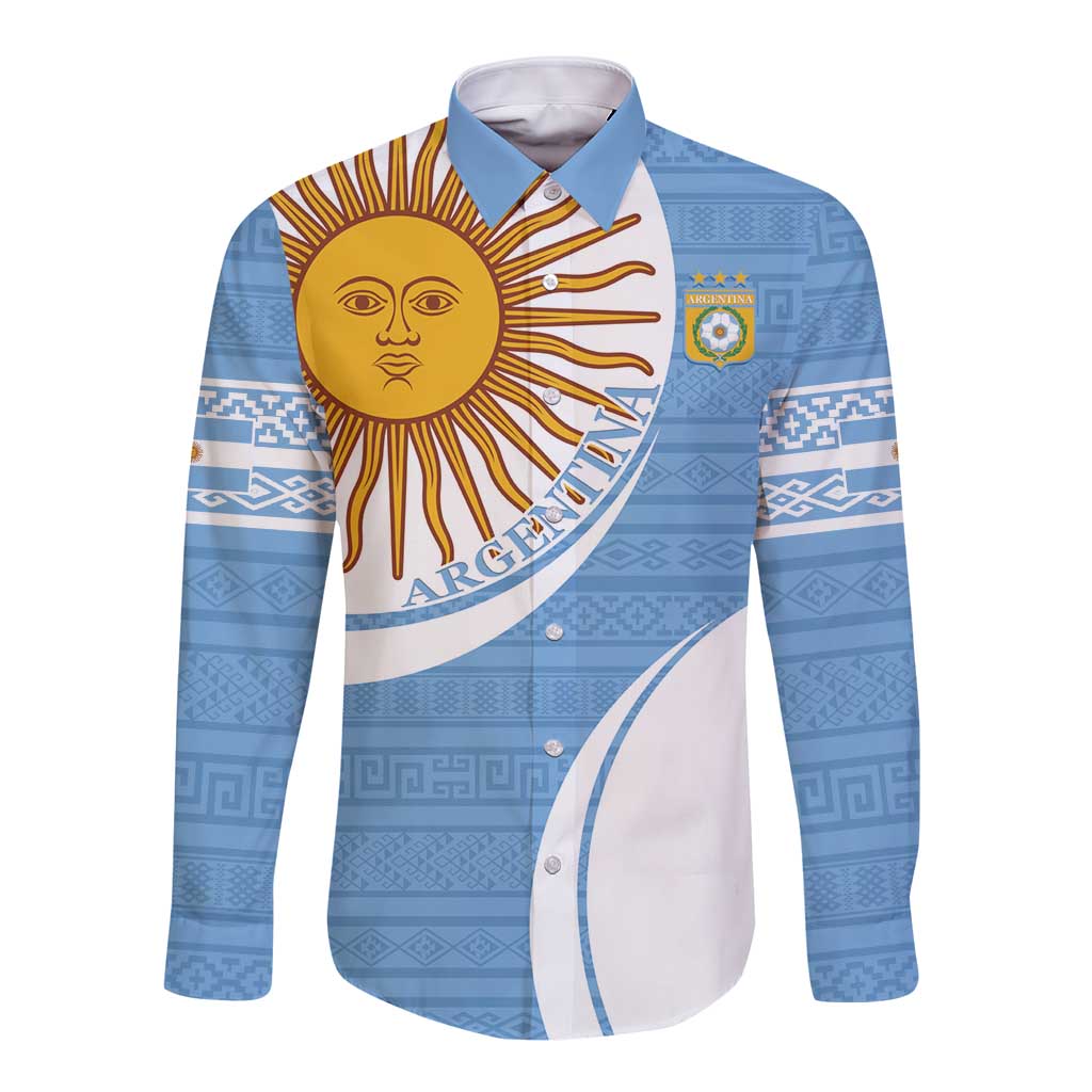 Sky blue long sleeve button football shirt with sun face crest graphic on front