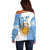 Custom Argentina Football Off Shoulder Sweater Vamos La Albiceleste - Sky Blue Version - Wonder Print Shop