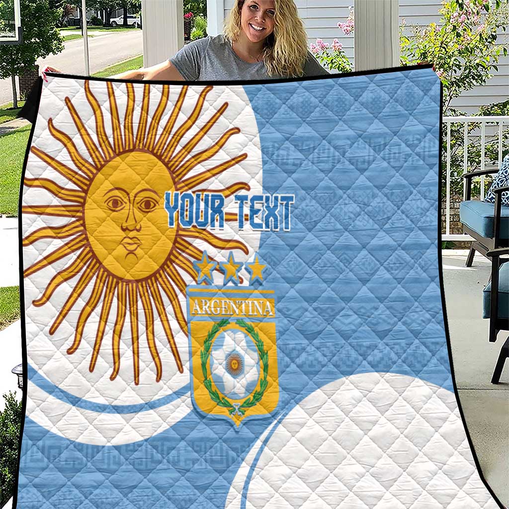 Custom Argentina Football Quilt Vamos La Albiceleste - Sky Blue Version