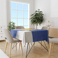 Navy and white Argentina tablecloth for dining table with stripe border design