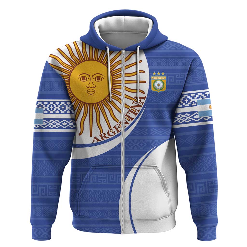 Custom Argentina Football Zip Hoodie Vamos La Albiceleste - Navy Blue Version - Wonder Print Shop