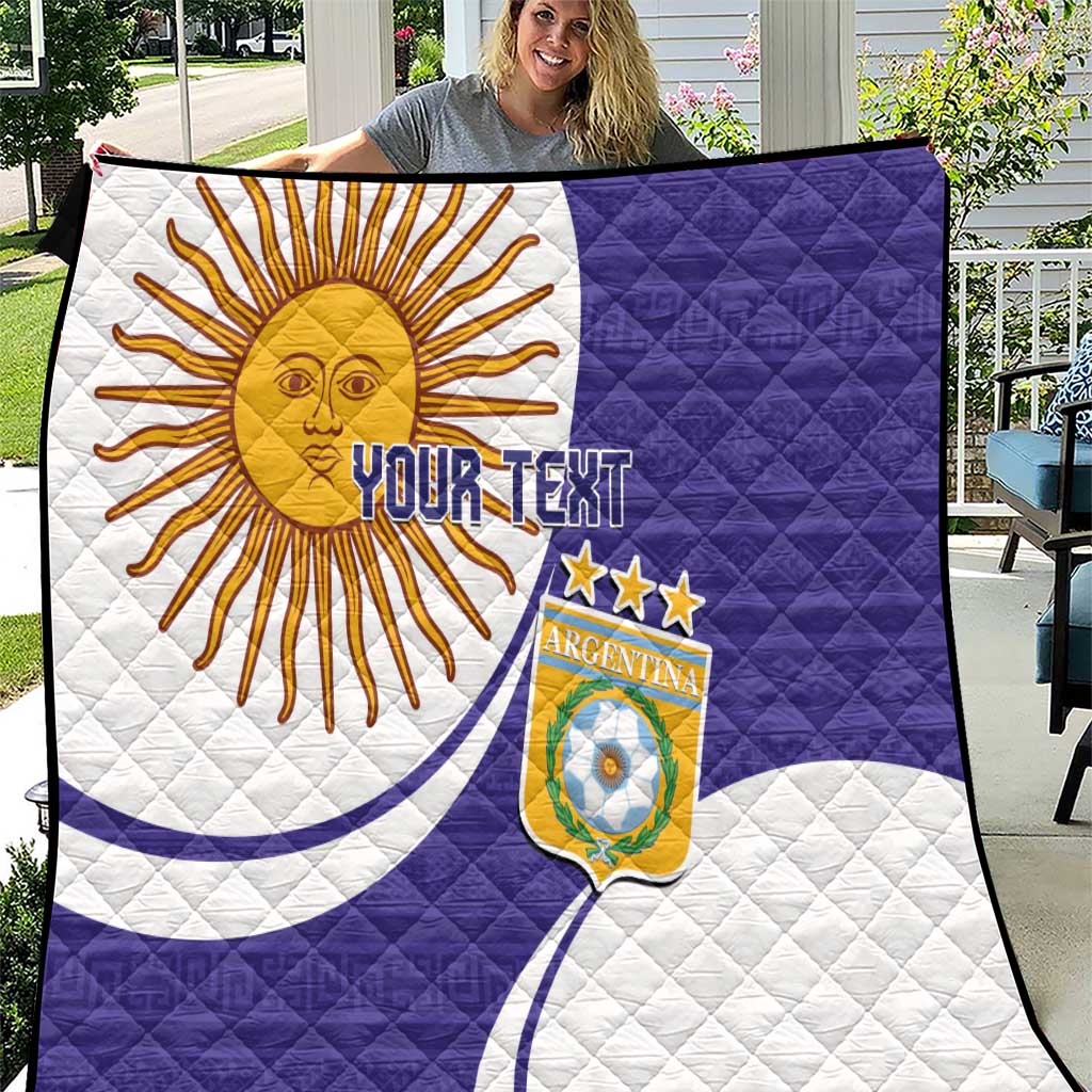 Custom Argentina Football Quilt Vamos La Albiceleste - Purple Version