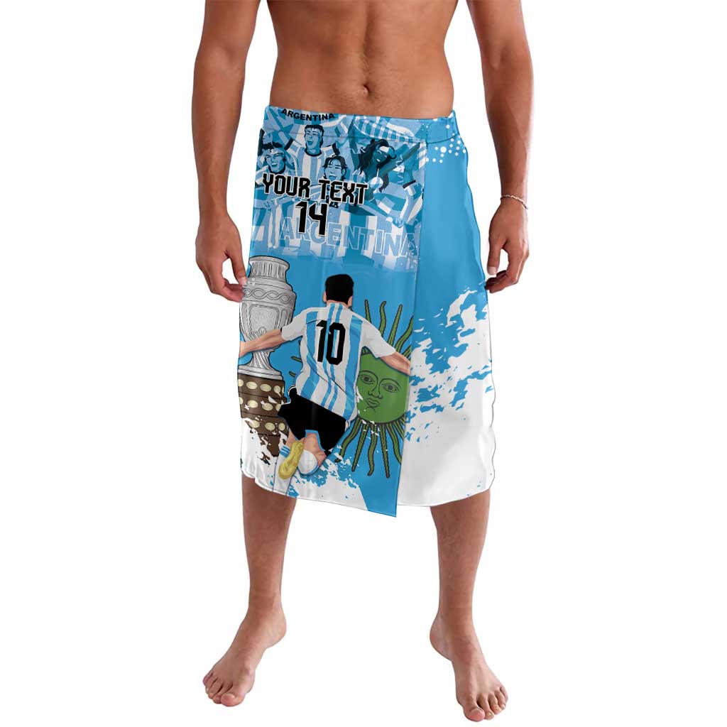 Men's Argentina football swim shorts, blue and white graphic front panel
